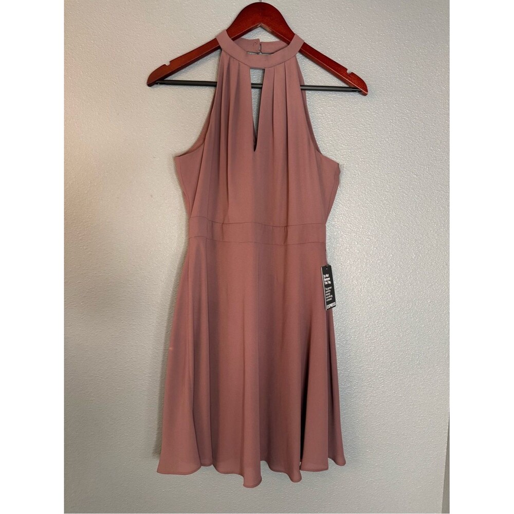 Express Halter Dress Womens Size 4 Mauve Keyhole Homecoming Wedding Guest NWT